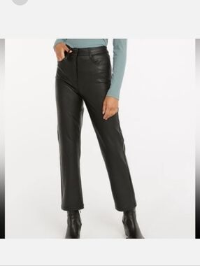 REITMANS High-Rise Black Faux Leather Straight Leg Jeans Size 0